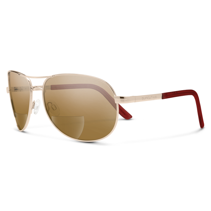 Aviator Reader, Gold + Polarized Brown 2.00 Lens, hi-res